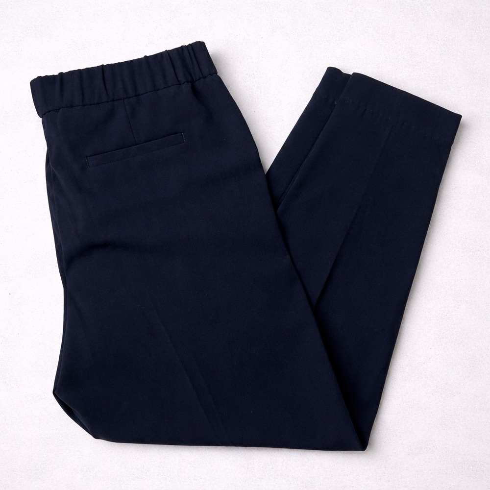 Talbots Womens Pants Size 12 Navy Elastic Waist Straight Leg Dress Pants